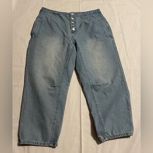 Barrel Cut Horseshoe Denim Jeans Light Blue Women’s 14